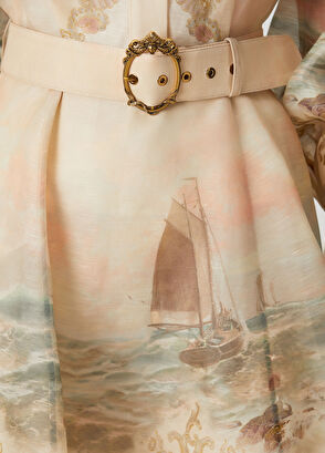 Rebellion Marine Bej Mini Keten Elbise - Görsel 7